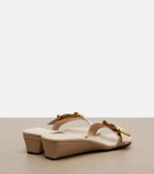 Khaite Manhattan leather wedge mules
