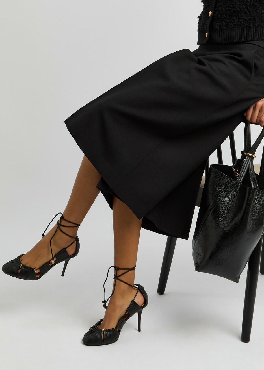 【CHLOE】ルナ ハイヒール Chloé Luna 100 cut-out metallic-leather pumps - High Heels