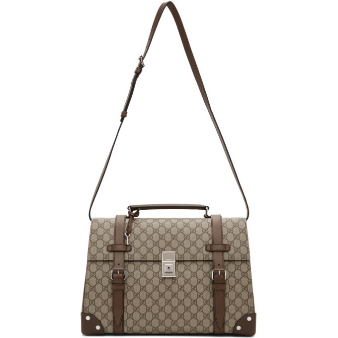 Photo: Gucci Brown Medium GG Briefcase Duffle Bag
