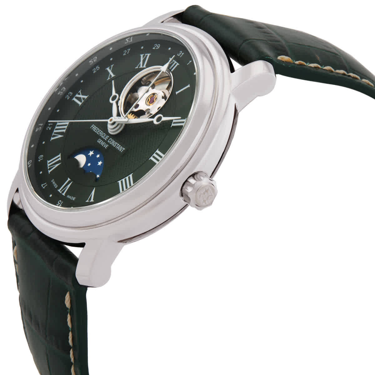 Frederique Constant Classics Heart Beat Automatic Moon Phase Green Dial Mens Watch FC-335MCGRW4P26