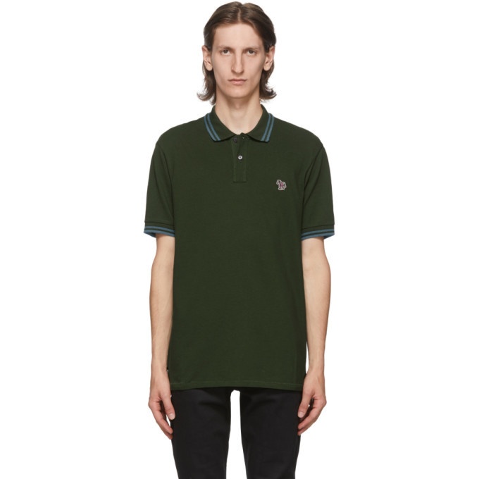 Photo: PS by Paul Smith Green and Blue Pique Zebra Polo
