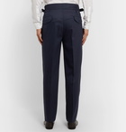 Rubinacci - Manny Navy Tapered Pleated Stretch-Virgin Wool Twill Trousers - Blue