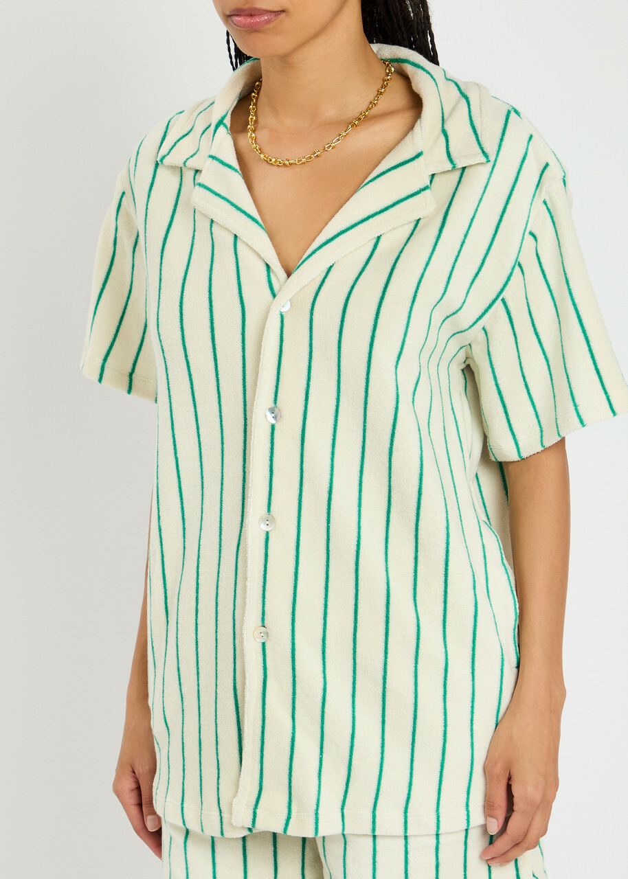 Bongusta Naram Striped Terry Shirt White And Green