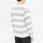 Velva Sheen Men's Long Sleeve Wide Stripe T-Shirt in White/Grey