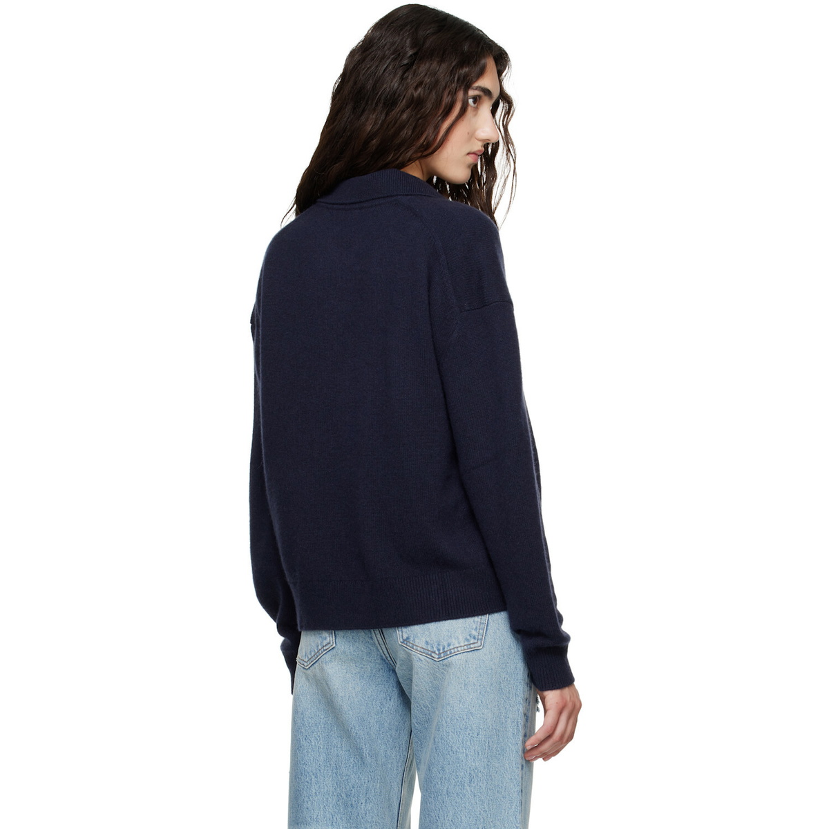 ANINE BING Navy Lee Polo