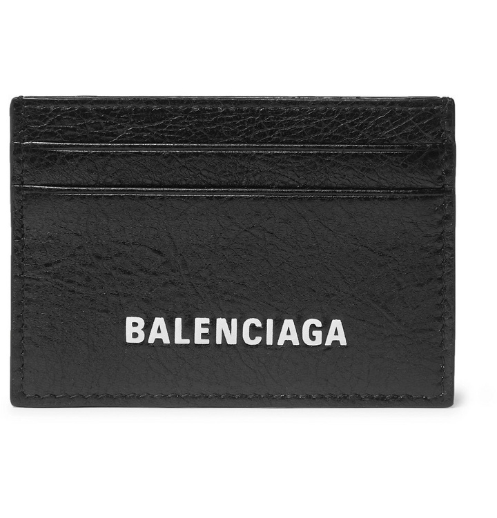 Photo: Balenciaga - Arena Logo-Print Creased-Leather Cardholder - Men - Black