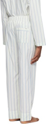 Tekla White & Blue Drawstring Pyjama Pants