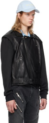 Balmain Black Belted Leather Jacket