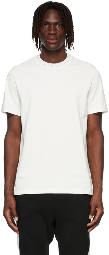 Photo: Lacoste White Logo Collar T-Shirt