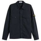 Stone Island Men's Organic Cotton Twill Zip Shirt Jacket in Navy Blue