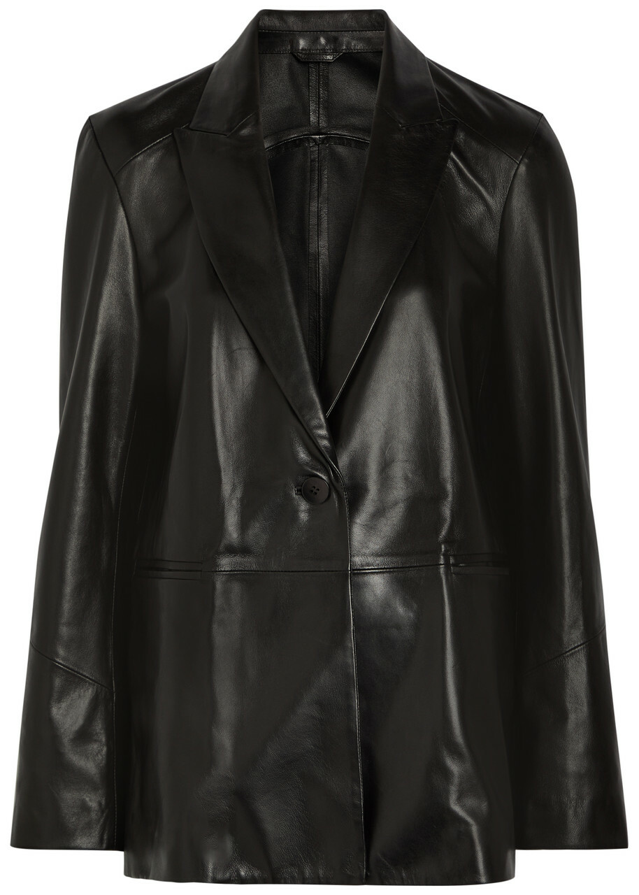 Nour Hammour Arden Leather Blazer Black