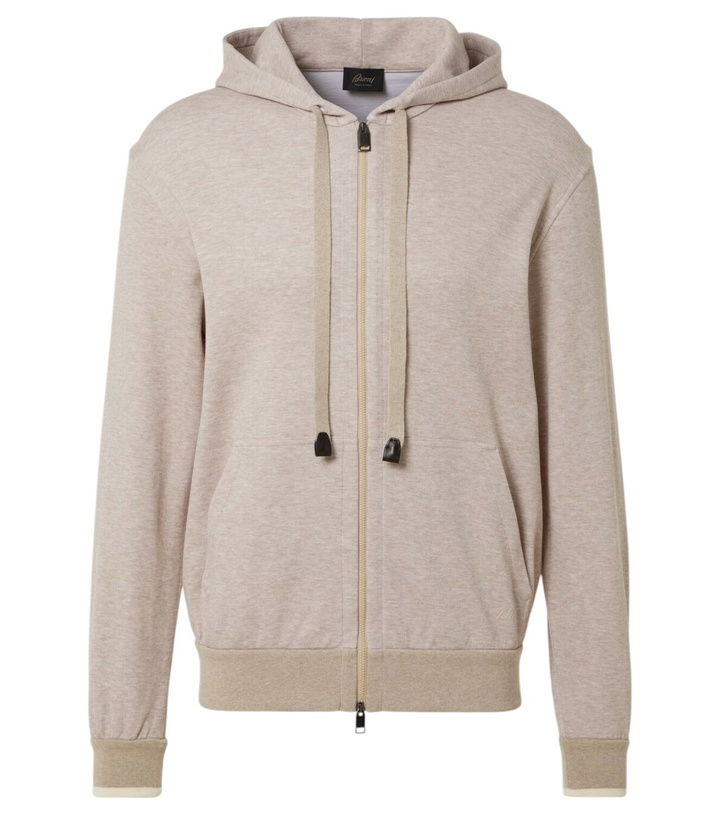 Photo: Brioni Cotton-blend jersey hoodie
