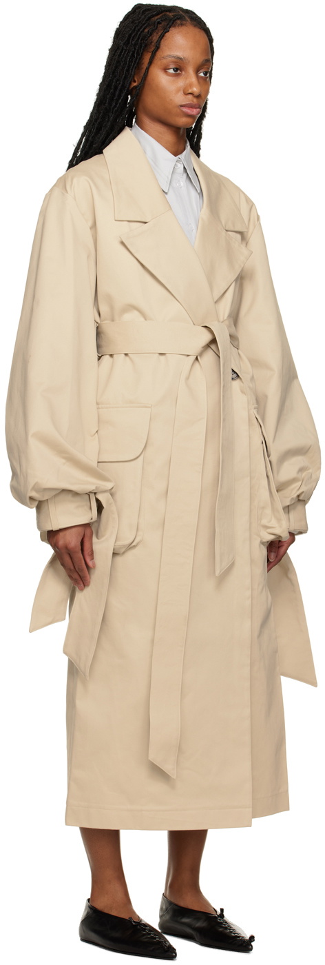 Elleme Beige Maxi Sleeve Trench Coat