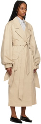 Elleme Beige Maxi Sleeve Trench Coat