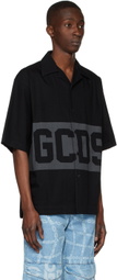 GCDS Black Denim Band Logo Bowling Shirt