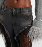 Blumarine Lace-trimmed low-rise wide-leg jeans