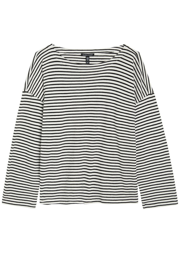 Photo: Eileen Fisher Striped Cotton-knit top Black And White