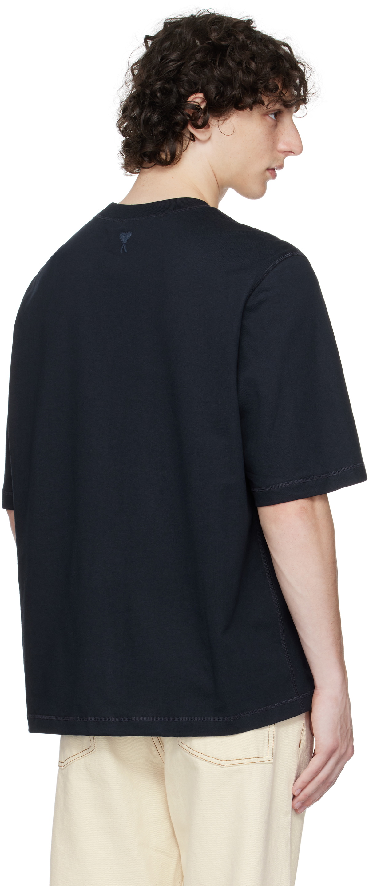 ★AMI PARIS★ Logo Short Sleeve T-Shirt Navy HTS048JE0119401 NAVY BLUE Ami Alexandre Mattiussi T-shirt | AMI PARIS
