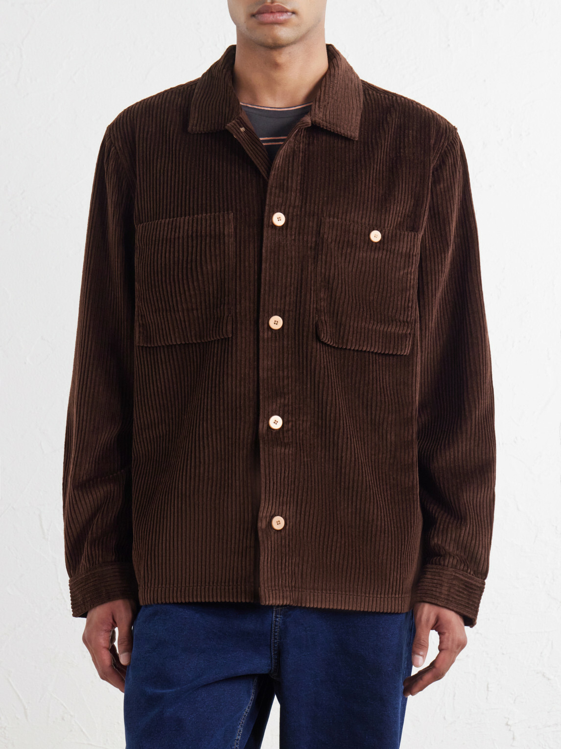 Folk - Patch Cotton-Corduroy Overshirt - Brown