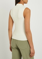 Paige Vest Ribbed Cotton-blend Polo top White