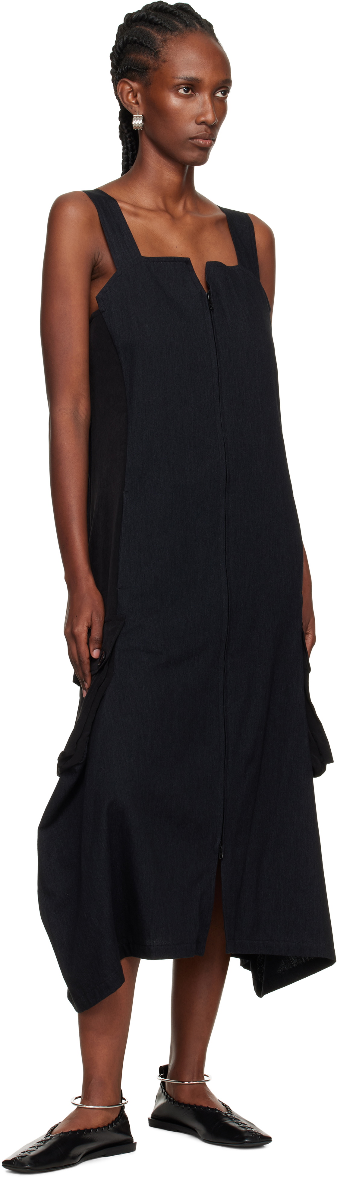 Y's Black E-Work Pocket Maxi Dress