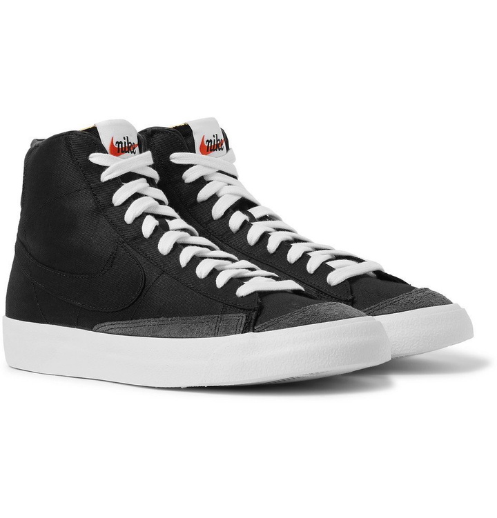 Photo: Nike - Blazer Mid '77 Suede-Trimmed Canvas Sneakers - Black