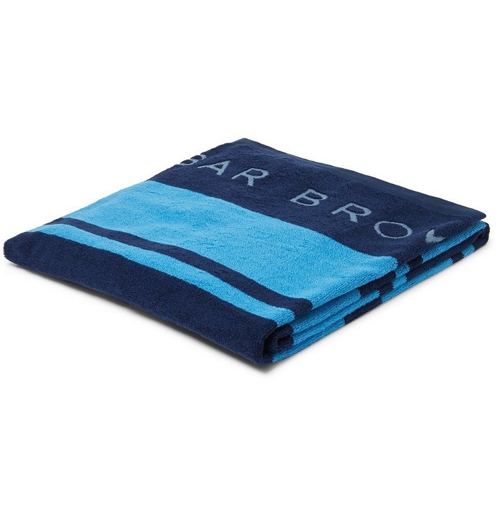 Photo: Orlebar Brown - Seymour Logo-Detailed Cotton-Terry Beach Towel - Blue