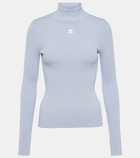 Courrèges Logo ribbed-knit turtleneck sweater