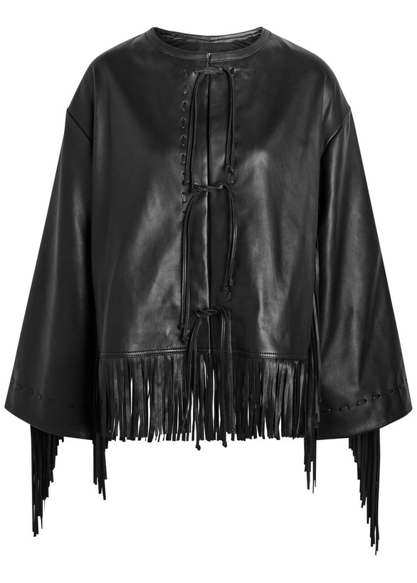 Photo: BY Malene Birger Zoena Fringed Leather Jacket Black