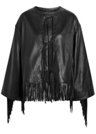 BY Malene Birger Zoena Fringed Leather Jacket Black
