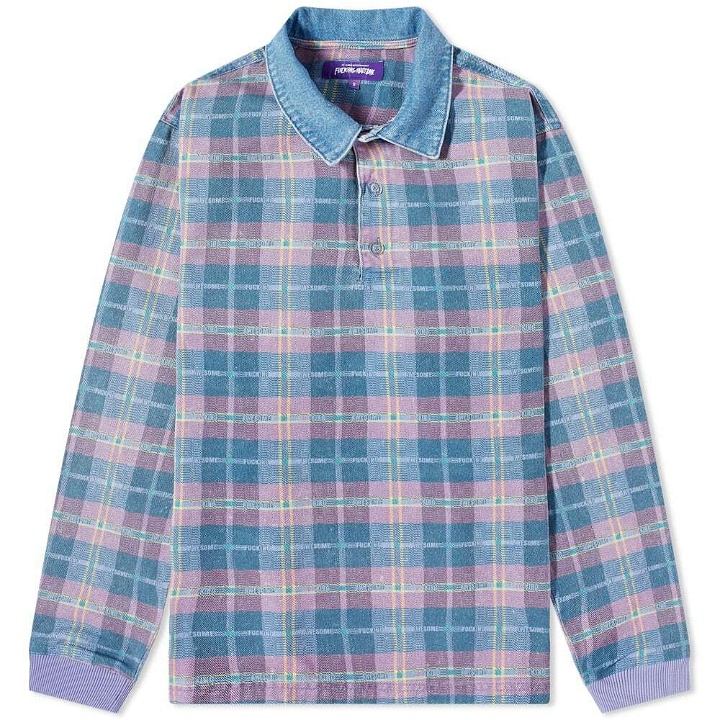 Photo: Fucking Awesome Men's Plaid Rugby Shirt in Blue/Pink