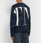 Valentino - Logo and Camouflage-Print Loopback Cotton-Blend Jersey Sweatshirt - Blue