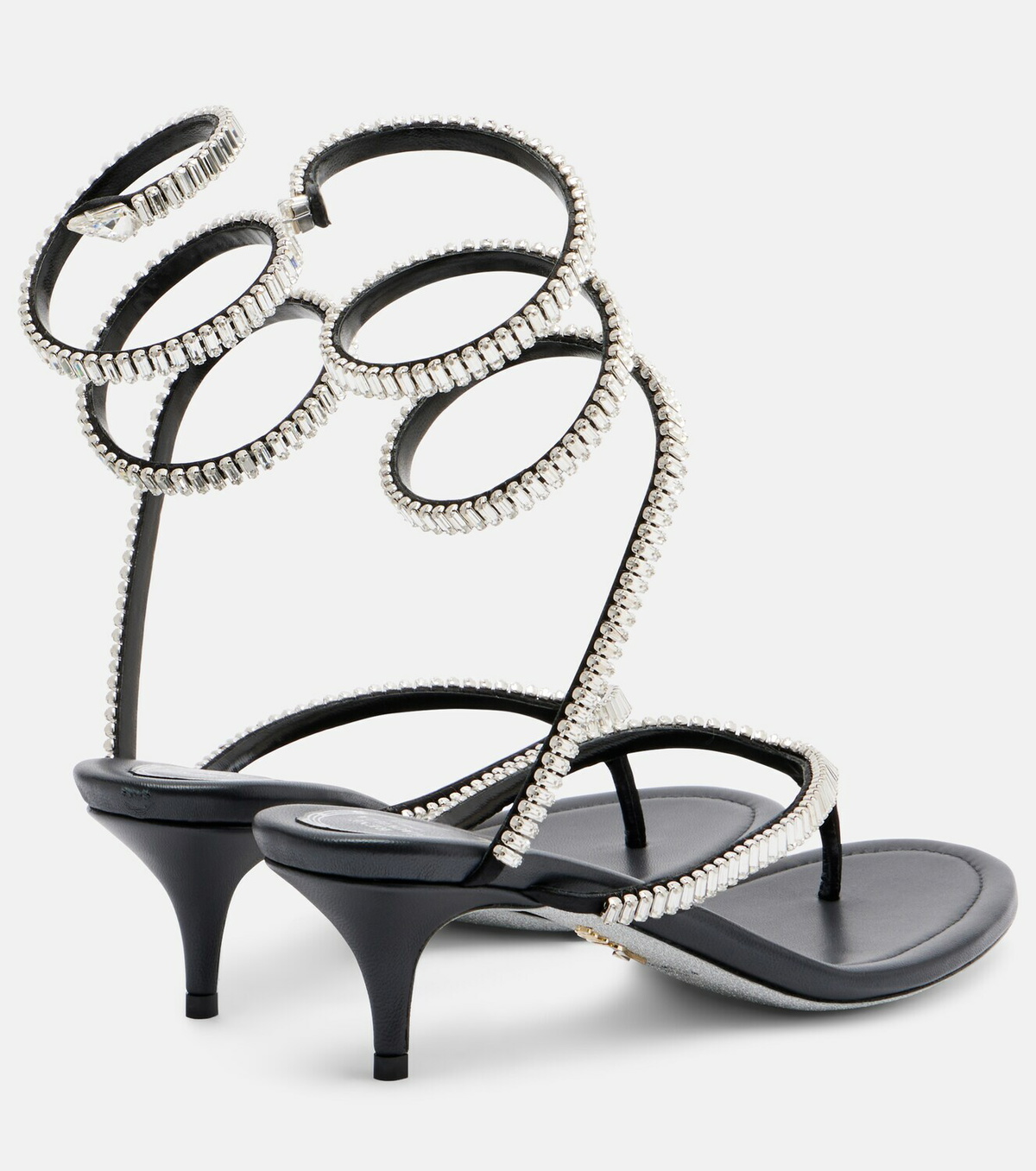 Rene Caovilla Embellished satin thong sandals