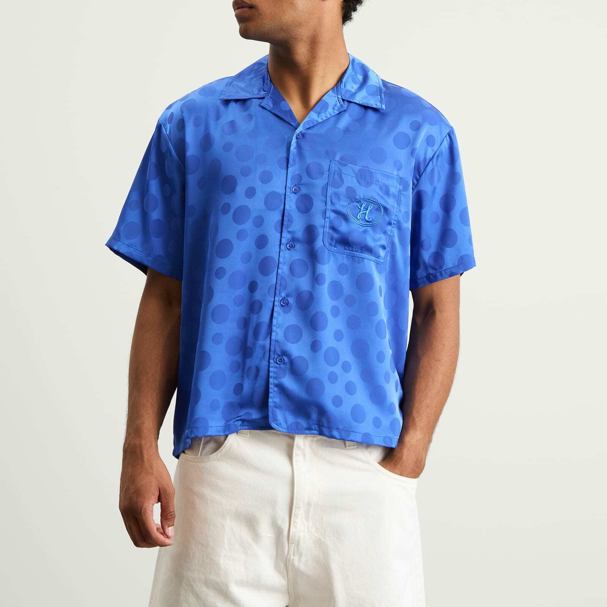 Honor the Gift Men's Polka Dot Vacation Shirt in Blue