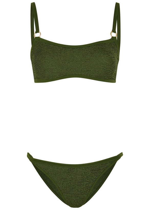 Photo: Hunza G Iris Gold-hoop Crinkle Bikini - Khaki - One Size