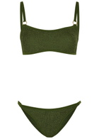 Hunza G Iris Gold-hoop Crinkle Bikini - Khaki - One Size