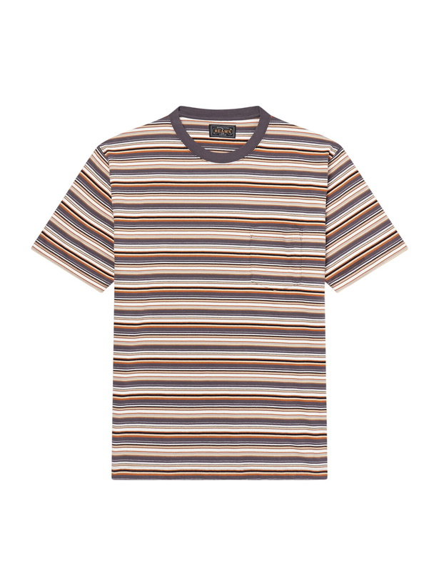 Photo: Beams Plus - Striped Cotton-Jersey T-Shirt - Brown