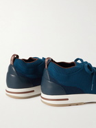 Loro Piana - 360 Flexy Walk Leather-Trimmed Knitted Wool Sneakers - Blue