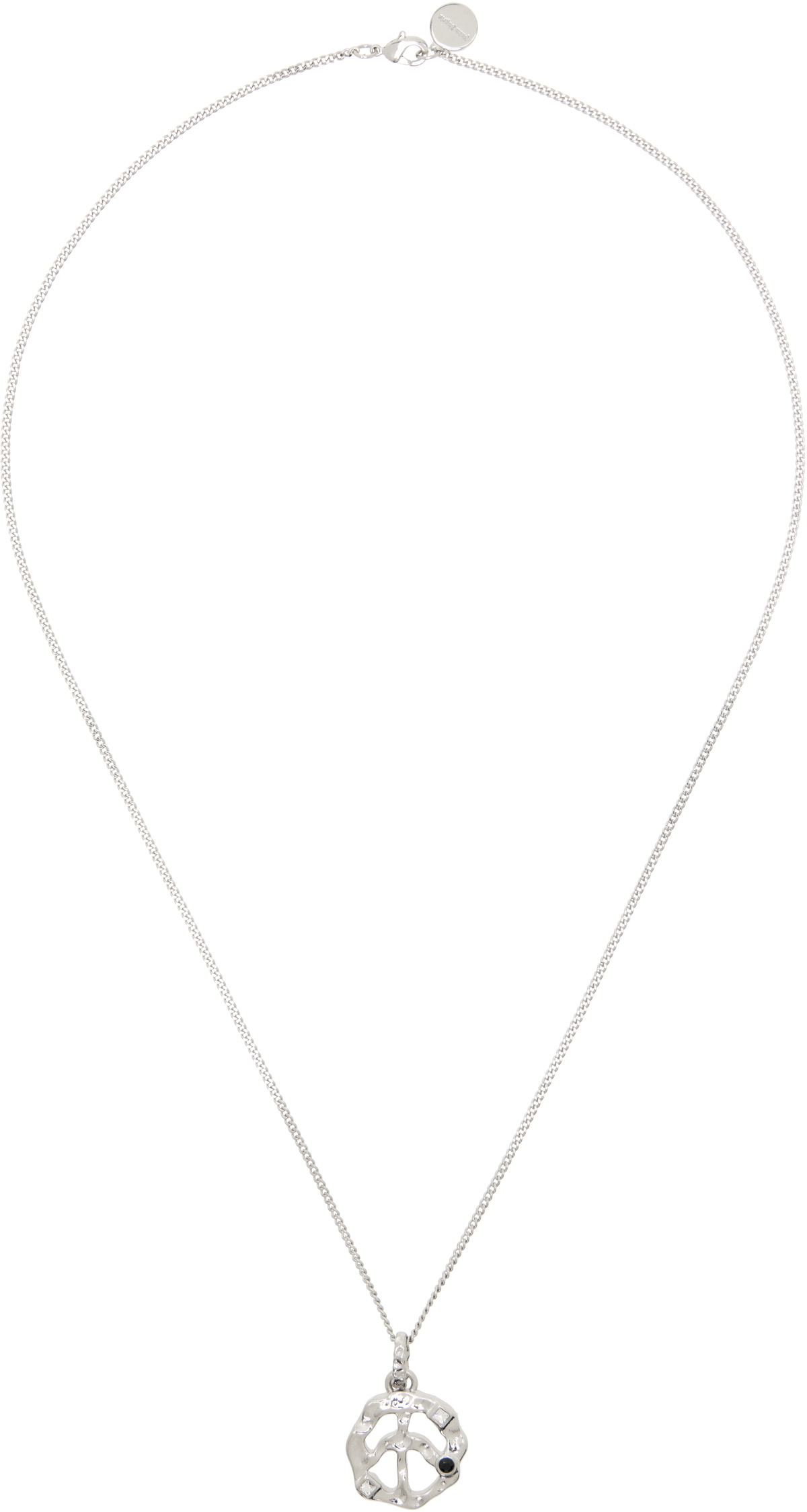 Palm Angels Silver Melted Peace Charm Necklace