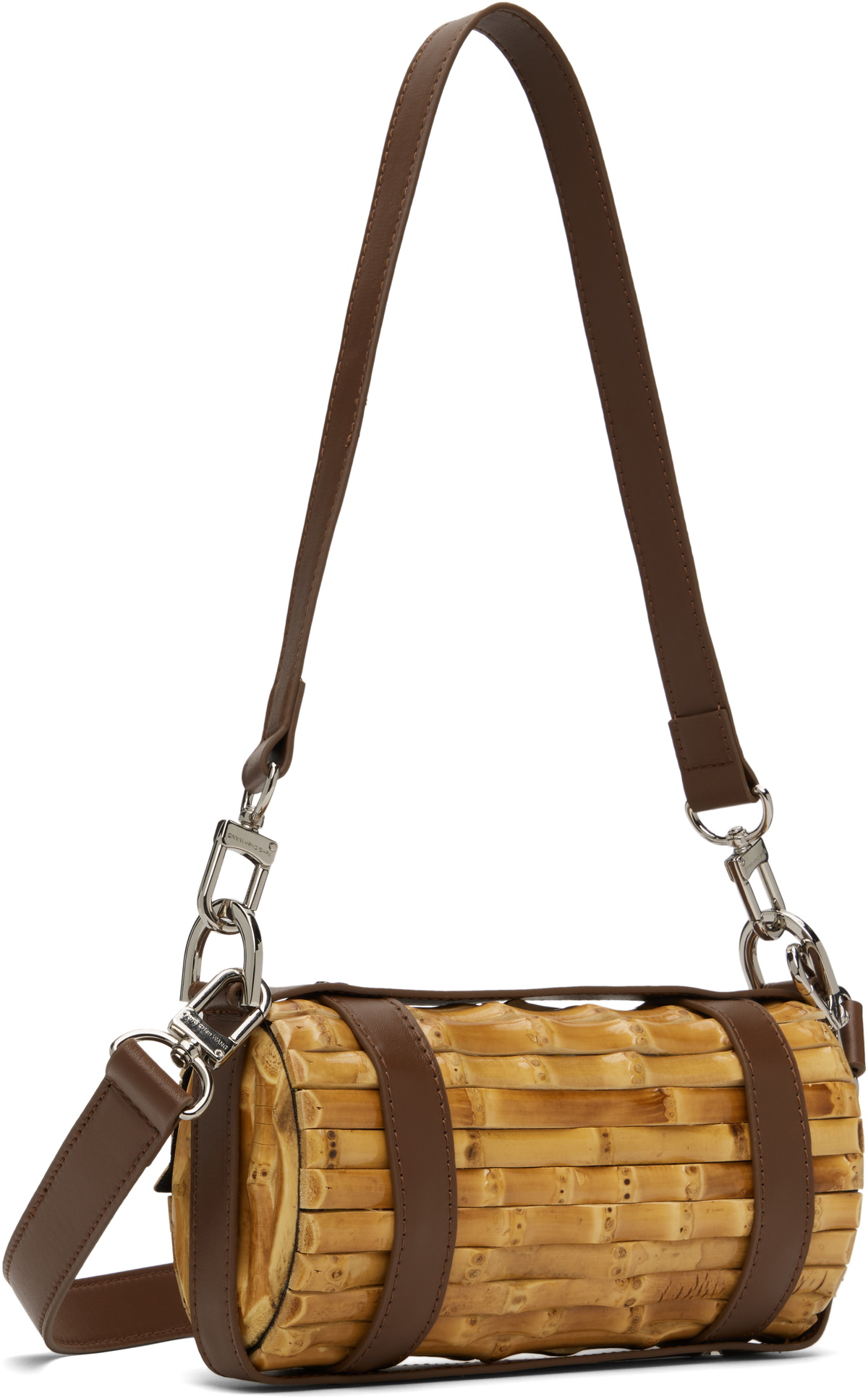 Feng Chen Wang Beige & Brown Cylinder Bamboo Bag