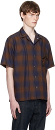 Toga Virilis Brown & Blue Ombre Check Short Sleeve Shirt