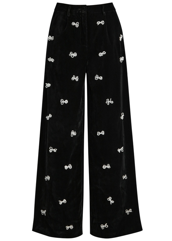 Photo: Sister Jane Invitation Embellished Velvet Trousers Black