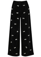 Sister Jane Invitation Embellished Velvet Trousers Black