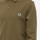 Fred Perry Men's Long Sleeve Plain Polo Shirt in Uniform Green