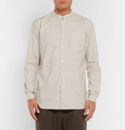 Camoshita - Grandad-Collar Checked Cotton Shirt - Men - Cream