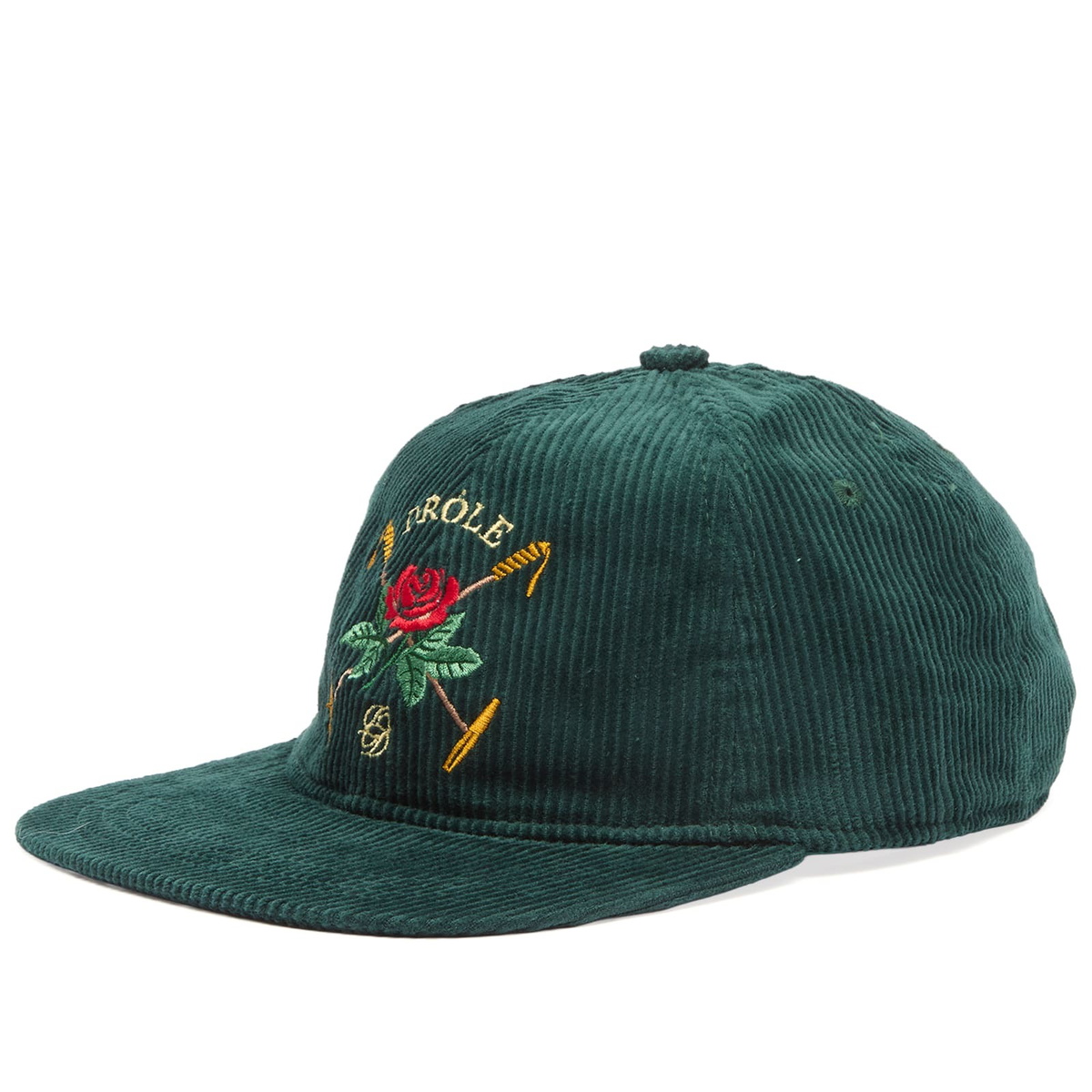 Drôle de Monsieur Men's Drole De Monsieur Velour Rose Cap in Dark Green 