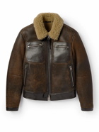 TOM FORD - Shearling-Trimmed Leather Jacket - Brown
