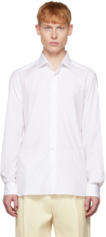 Photo: ZEGNA White Spread Collar Shirt