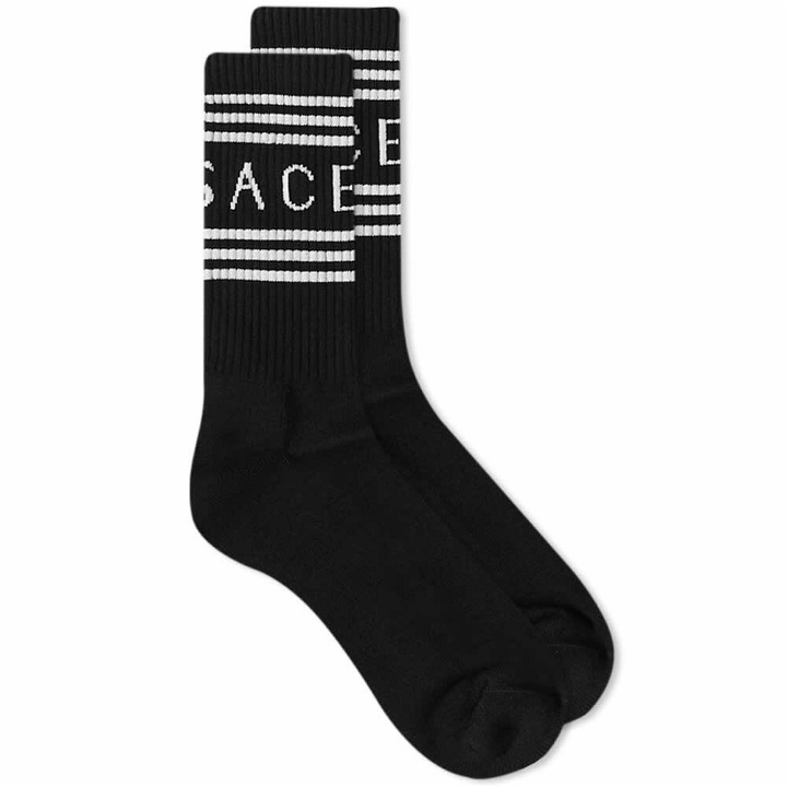 Photo: Versace Men's Sports Logo Sock in Black/White