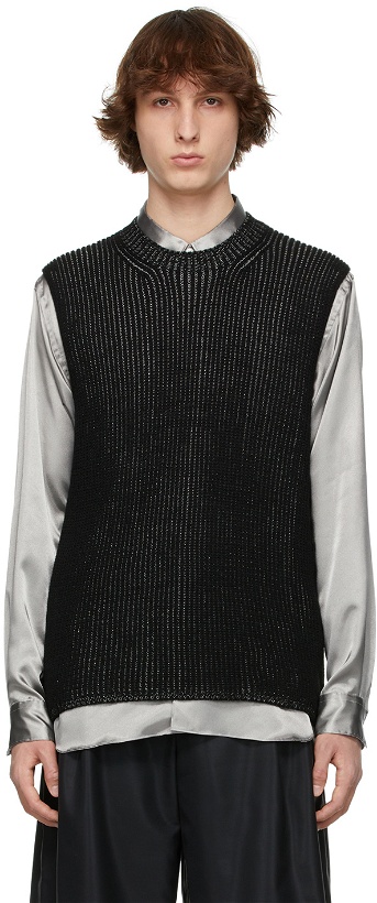 Photo: Comme des Garçons Homme Plus Black & Silver Knit Sleeveless Sweater